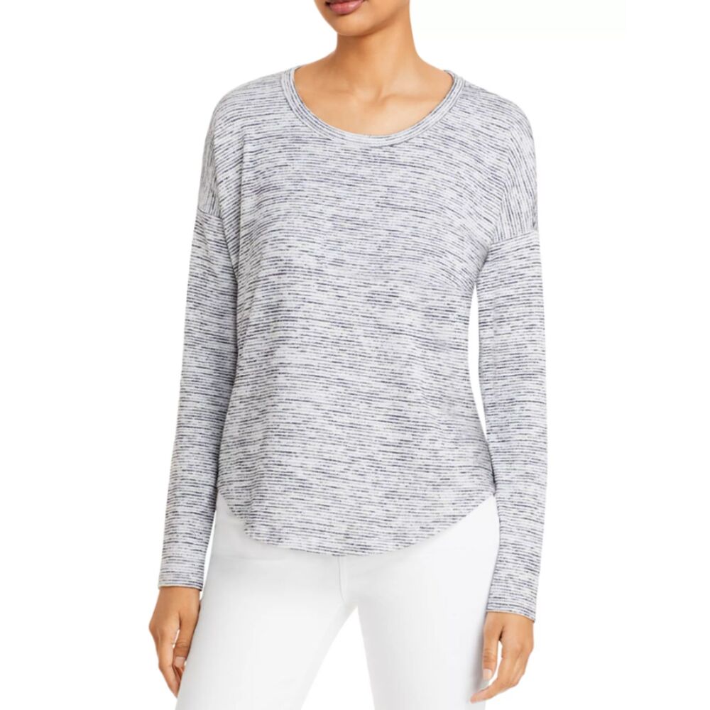 Rag & Bone Women's Marled Striped Knit Long Sleeve Crewneck Sweater Gray White S